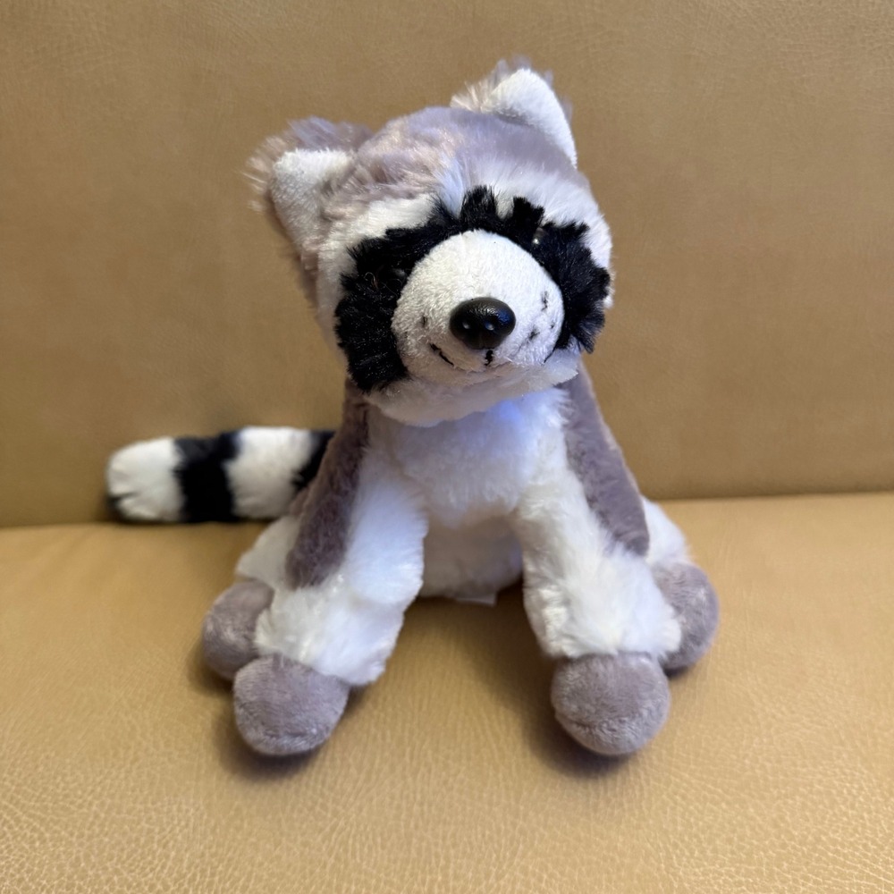Wildlife Artists Raccoon Plush Stuffed Animal Grey White Ringed Tail 7 inch